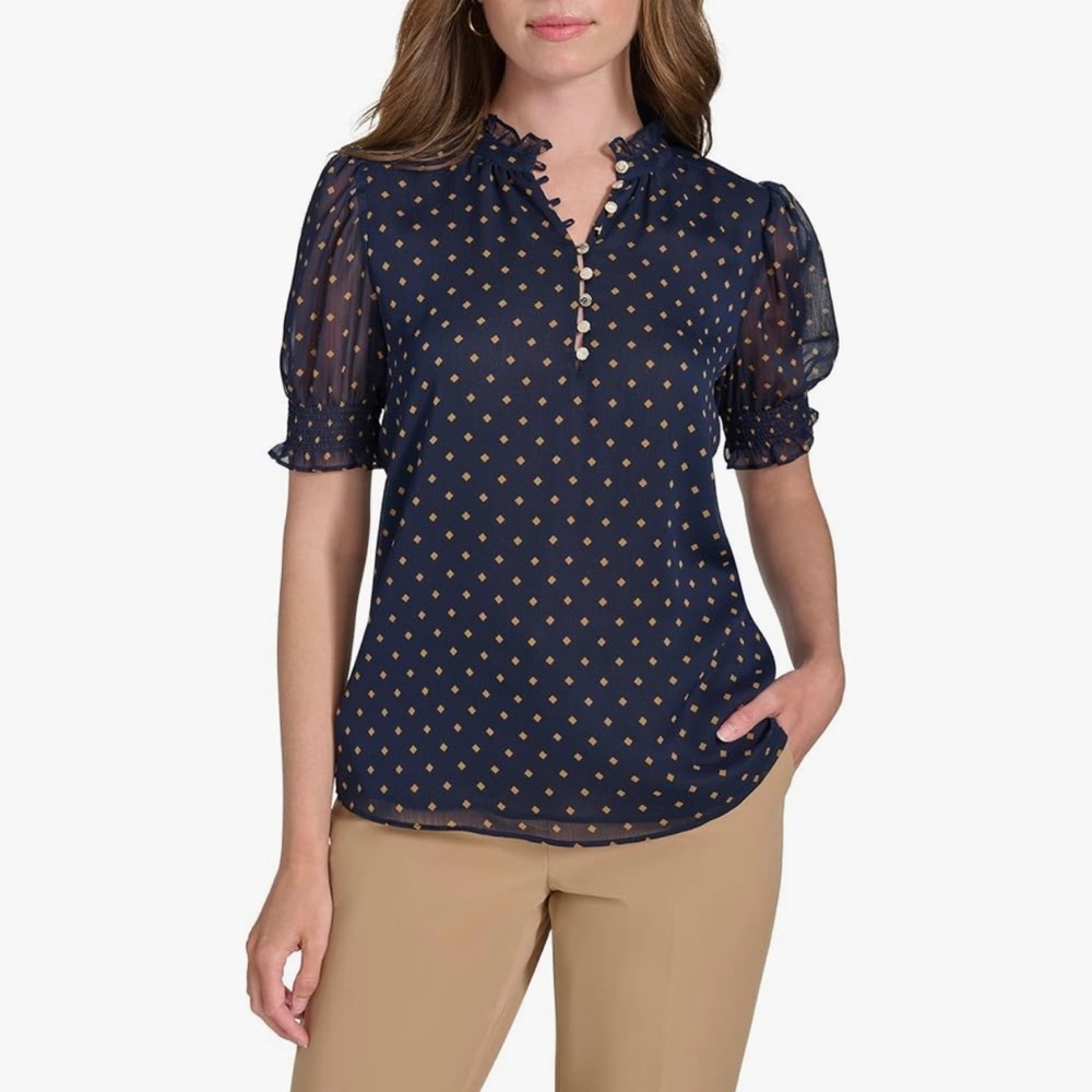 Tommy Hilfiger Navy Polka Dot Blouse